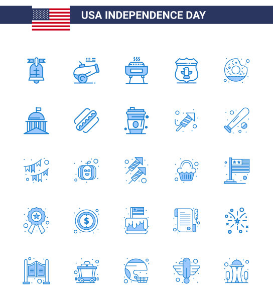 独立日快乐带上25个蓝调标志图片下载