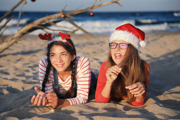 海滩上的圣诞节图片下载