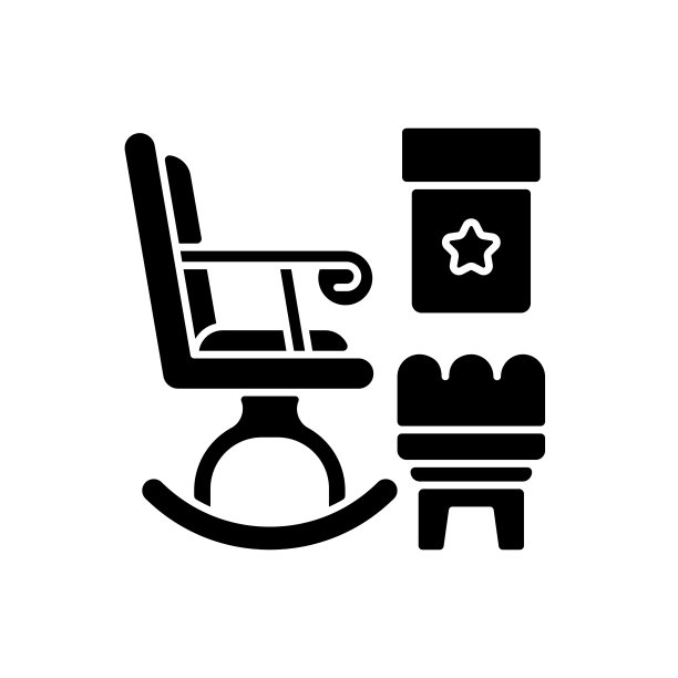 摇椅和脚垫黑色字形图标图片下载