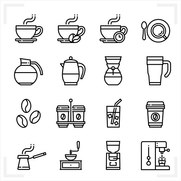 咖啡图标与白色背景图片下载