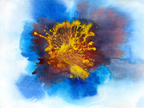 黄蓝色块，水彩艺术背景图片下载