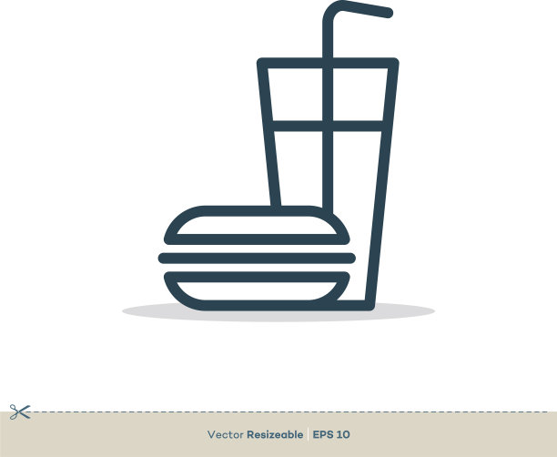 汉堡和柠檬茶图标标志模板设计图片下载