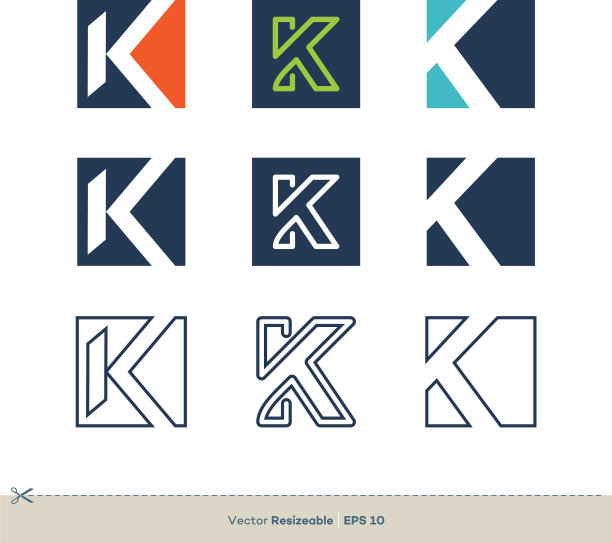字母K图标方形Logo模版设计图片下载