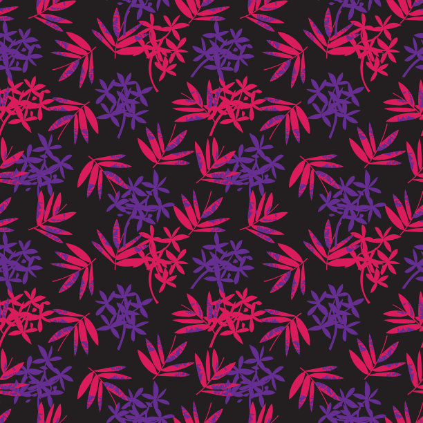 紫色热带植物叶无缝图案图片下载