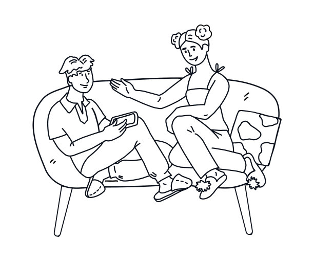 浪漫恩爱的情侣或室友坐在一起图片下载