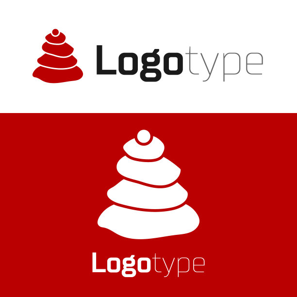 红色堆栈热石头图标孤立在白色图片下载