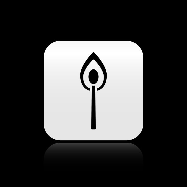 黑色燃烧火柴与火图标隔离图片下载