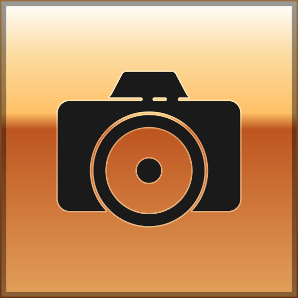 黑色照片相机图标孤立在金色图片下载