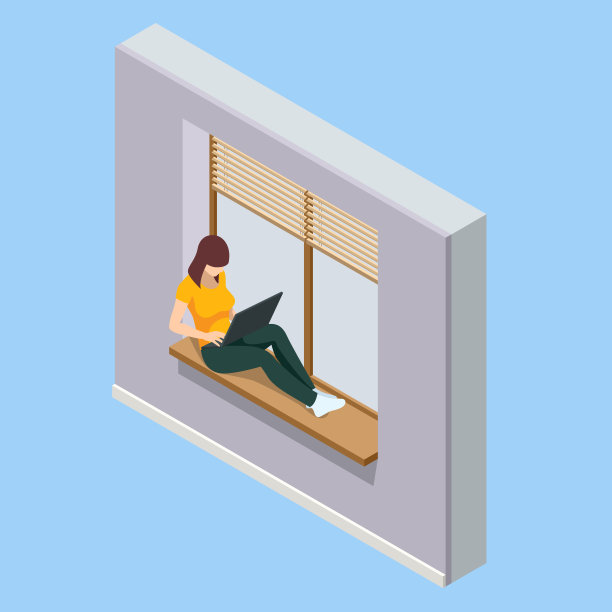 在家工作，自由职业者等距概念设计。聊天信息通知笔记本电脑，共同工作空间图片下载