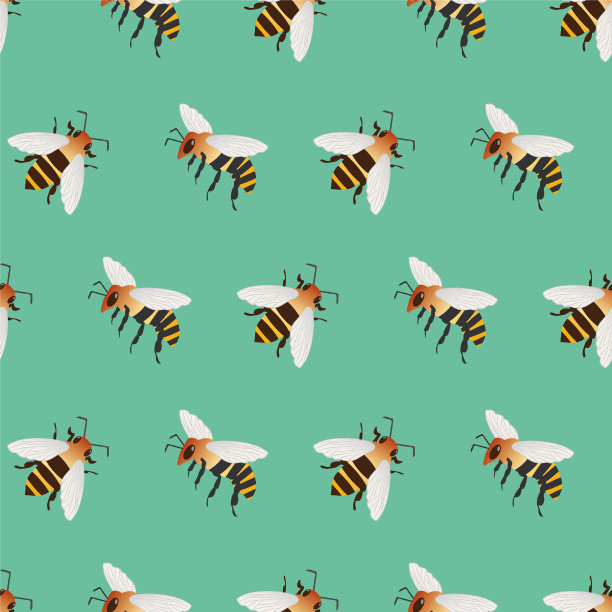 蜜蜂无缝图案背景图片下载