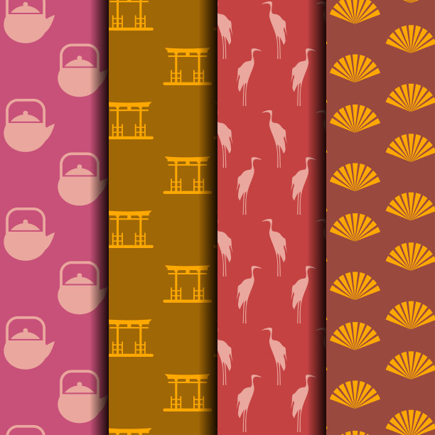 日本文化无缝图案背景，收藏图片下载