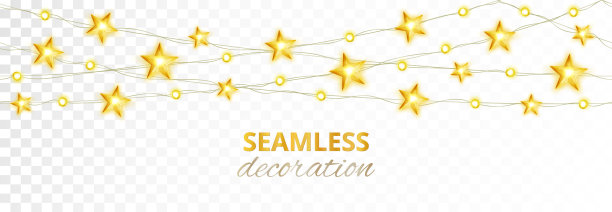 发光的星星装饰孤立在白色上。假日矢量框架。图片下载