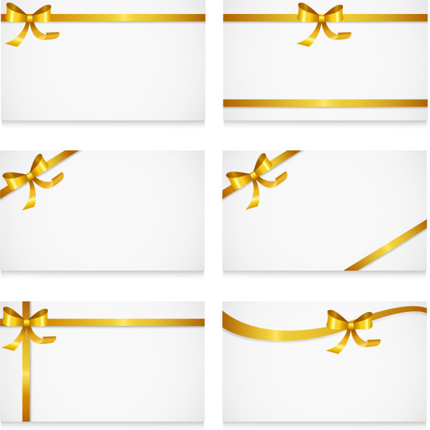 礼品卡与金丝带和蝴蝶结套装图片下载
