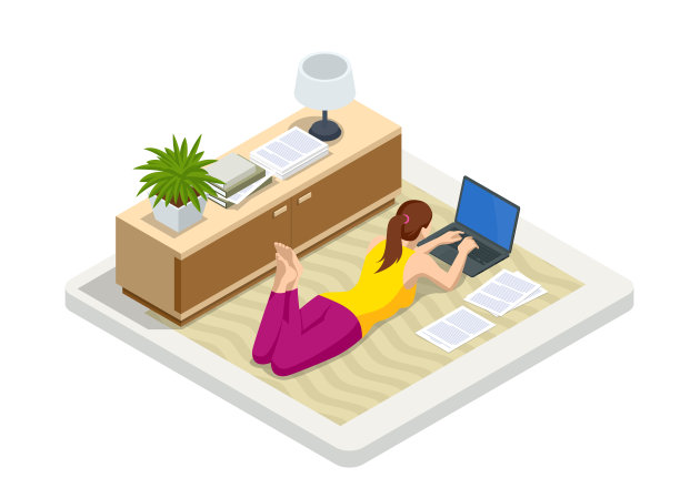 在家里用笔记本电脑和桌上的文件工作的等距商务女性。自由职业者或学习概念。在线会议工作在家。家庭办公室。图片下载