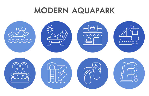 现代水上公园信息图设计模板与图标。游乐园信息可视化气泡设计的白色背景。创意矢量插图的信息图表。图片下载