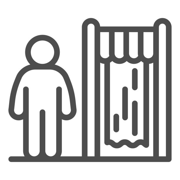 水上公园更衣室线图标，水上公园概念，人在改变舱室标志上的白色背景，水池更衣室图标轮廓风格的移动和网络。矢量图形。图片下载