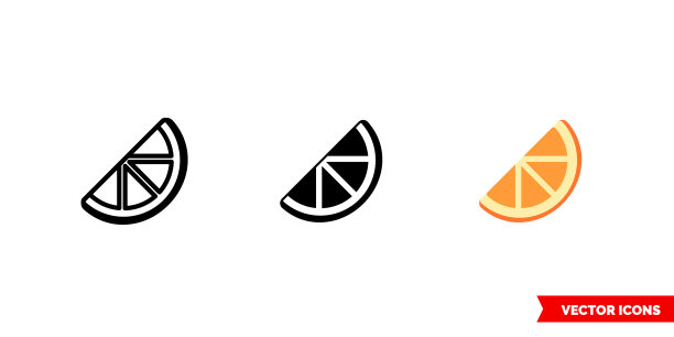 橙色切片图标3种类型孤立符号图片下载