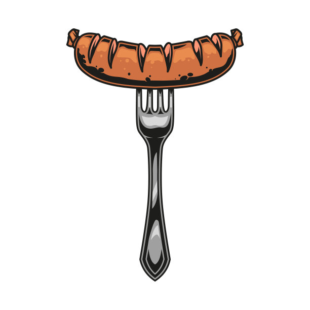 热香肠叉上五颜六色的概念图片下载