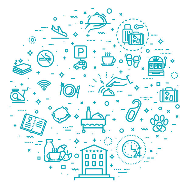 酒店服务理念说明，细线条扁平化设计图片下载