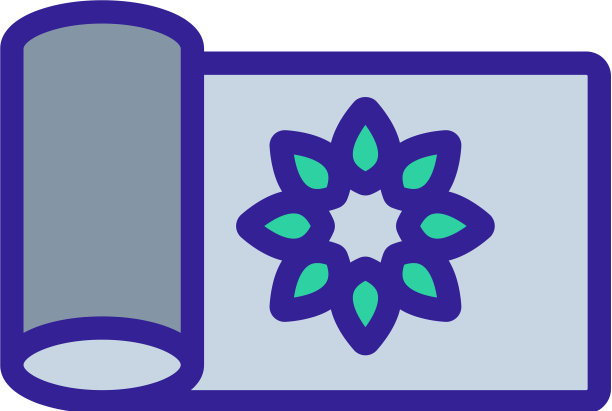 瑜伽垫与花卉图标轮廓图片下载