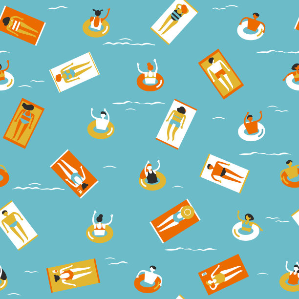 沐浴者，男人，女人，巴松巴和休息图片下载