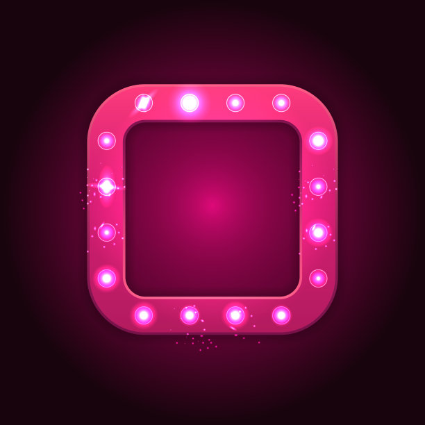 复古广场横幅与闪耀的灯泡在拉斯维加斯赌场风格。矢量图图片下载