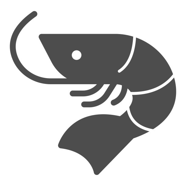 虾固体图标，鱼市场概念，海鲜标志在白色背景，虾图标在字形风格的移动概念和网页设计。矢量图形。图片下载