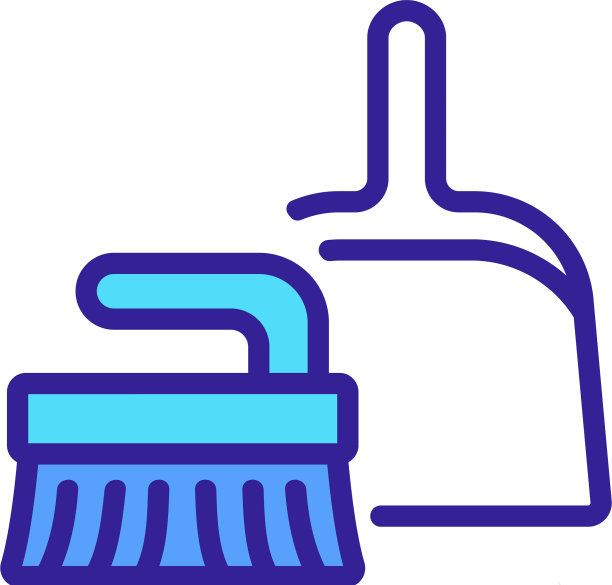 簸箕和刷子除尘图标轮廓图片下载