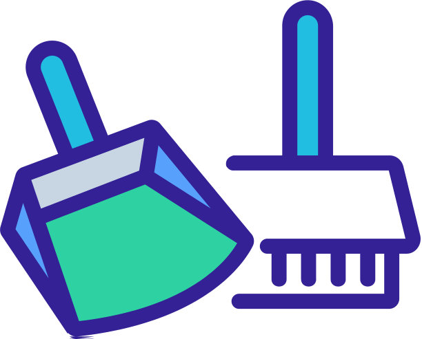 簸箕和刷子清洁设备图标图片下载