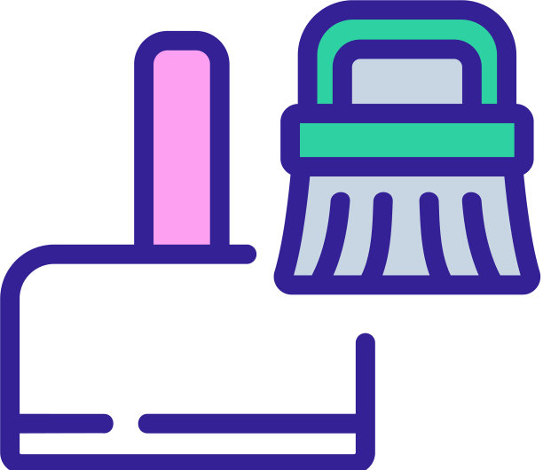 簸箕和刷子的图标轮廓图片下载