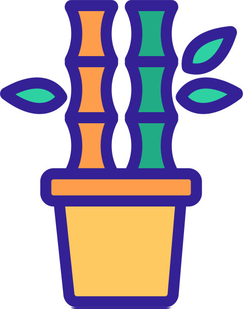 竹植物在花盆的图标轮廓图片下载