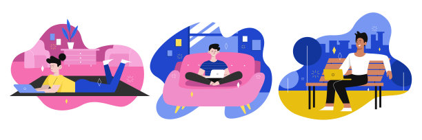 设置远程工作和自由职业者。图片下载