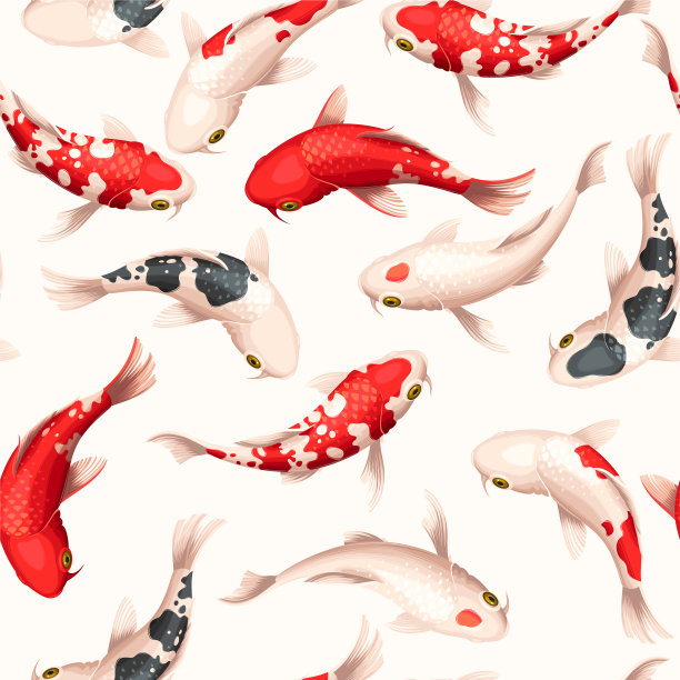 美丽的无缝图案与锦鲤图片下载