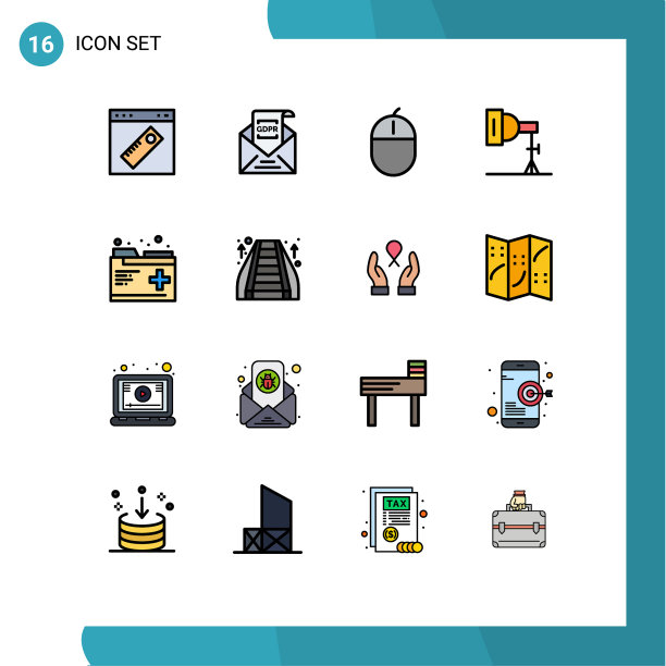 包16条创意平色填充线条图片下载