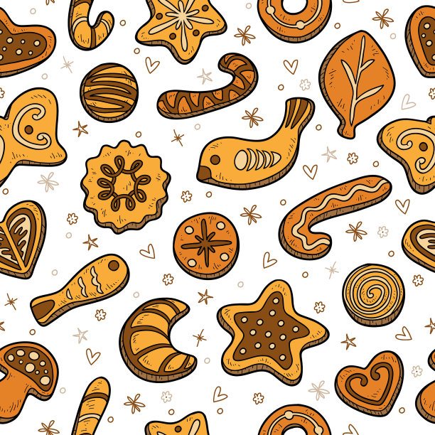 彩色无缝图案套装圣诞饼干图片下载