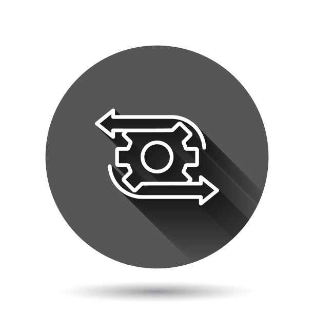 工作流程图标在平面样式齿轮上有效图片下载