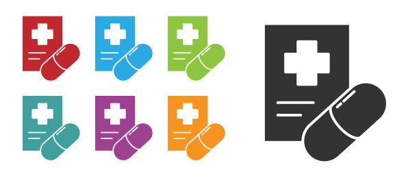 黑色医疗处方图标孤立在白色上图片下载