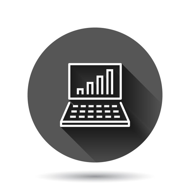 笔记本电脑图表图标在平面风格seo数据黑色图片下载