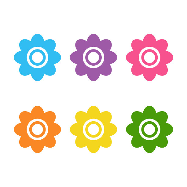 设置可爱的平面图标花图标剪影图片下载