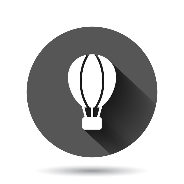 气球图标在平式浮空器上的黑色图片下载