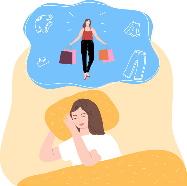 晚上睡觉，看着自己购物的女孩图片下载