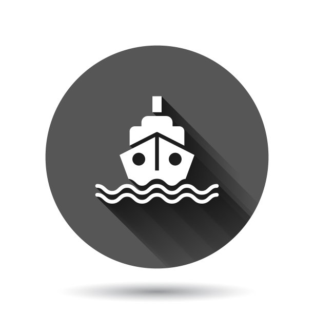 旅游船图标在平底风格的渔船上图片下载