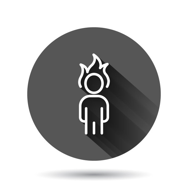 人与火焰头图标在平风格强调图片下载