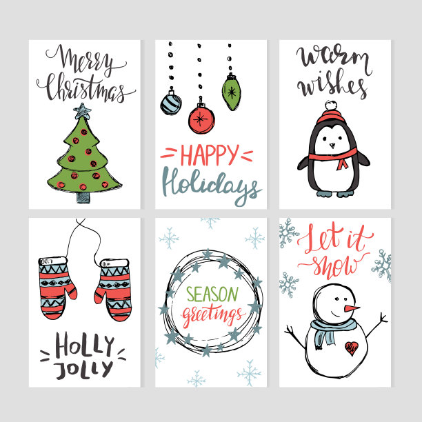 设置圣诞卡模板与手绘图片下载