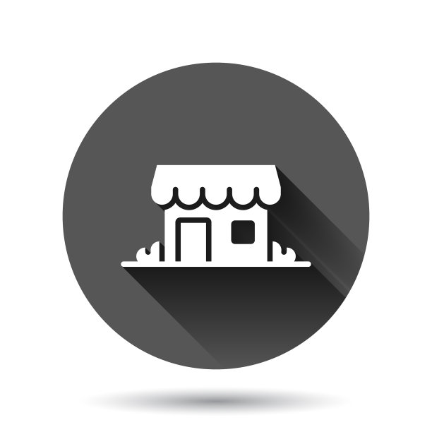 建筑图标在黑色圆形的平风格家图片下载