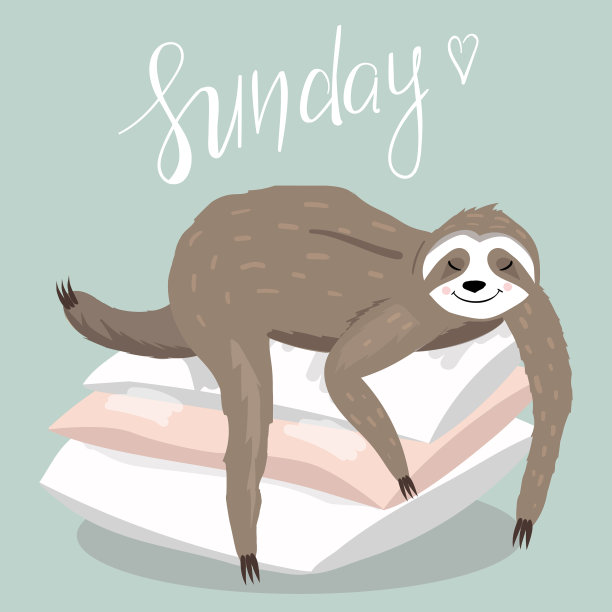 模板用卡通风格的树懒躺在上面图片下载