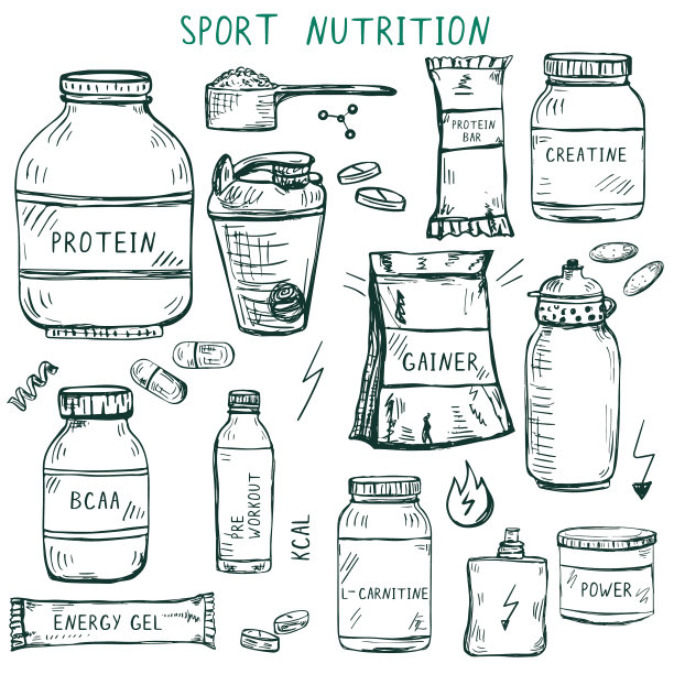设置手绘运动营养项目图片下载