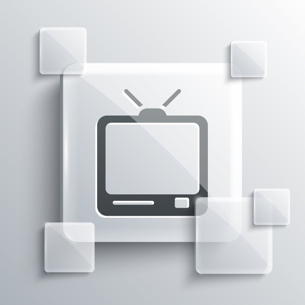 灰色复古电视图标孤立在灰色背景图片下载