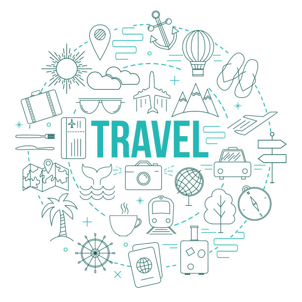 旅行模板与现代细线元素图片下载