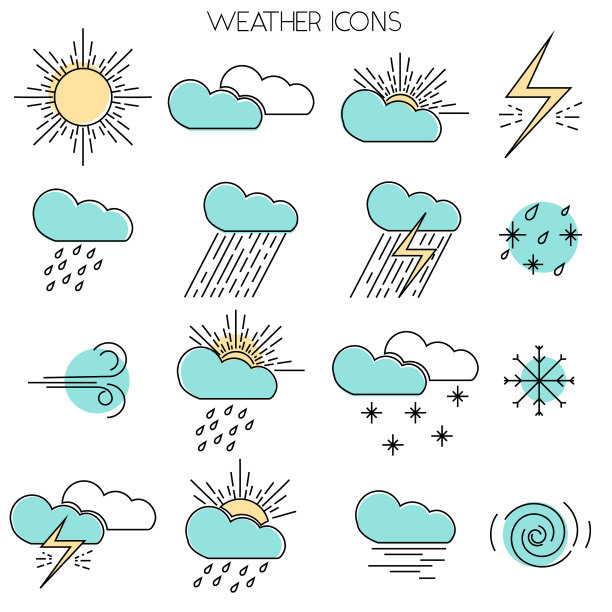 设置现代细线天气图标图片下载